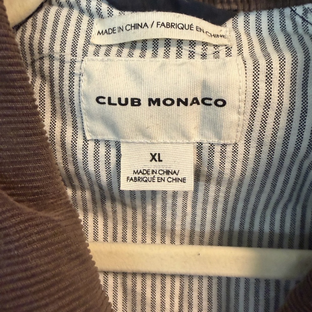 Club Monaco Women’s XL Navy Blue Canvas Jacket w/Tan Corduroy Collar 100% Cotton - Picture 3 of 8